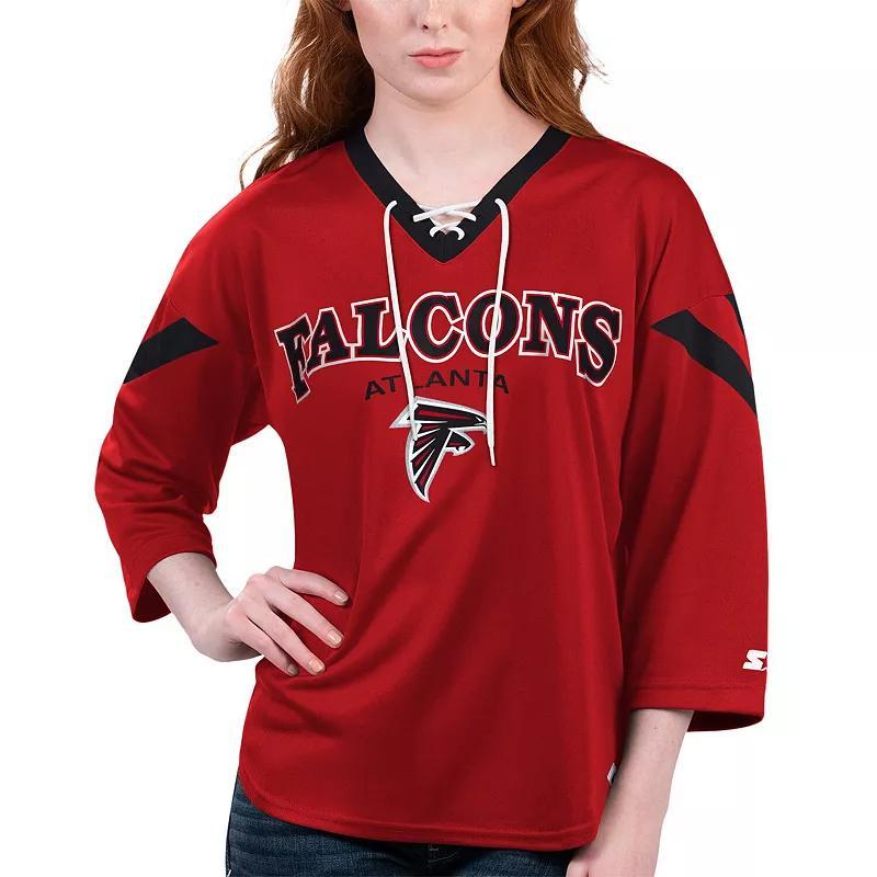 Womens Starter Atlanta Falcons Rally Lace-Up 3/4 Sleeve T-Shirt Product Image