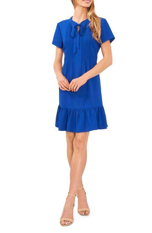 CeCe Pintuck Tie Neck Ruffle Hem Dress Product Image