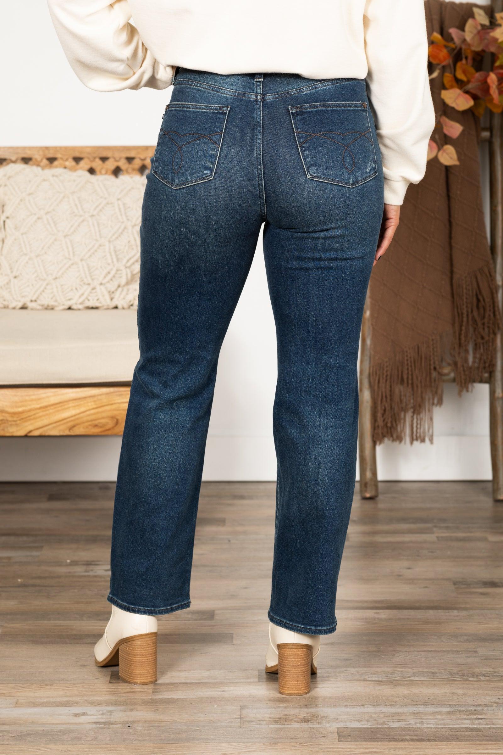 Judy Blue Dark Wash Ripped Knee Dad Jean Product Image