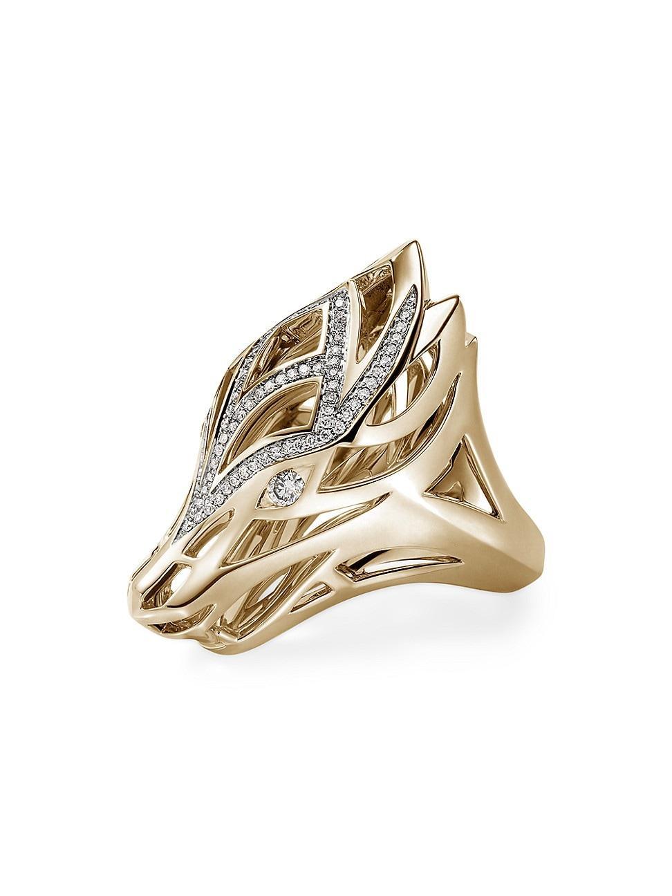 Womens Naga Dragon 14K Yellow Gold & 0.61 TCW Diamond Saddle Ring Product Image