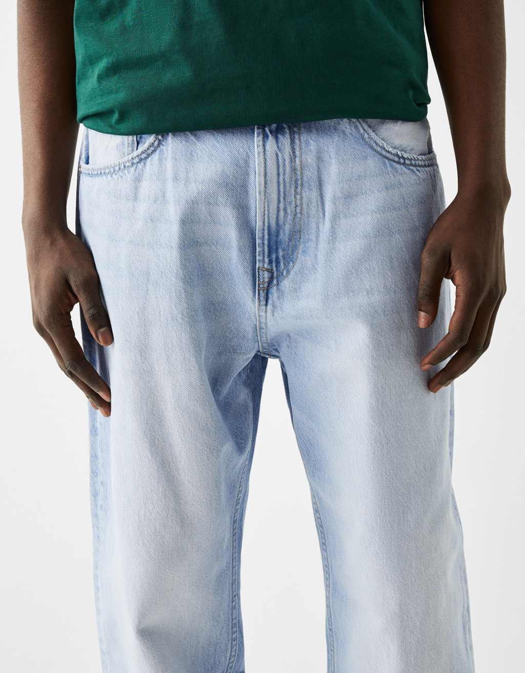 Bershka loose fit jeans in light blue Product Image