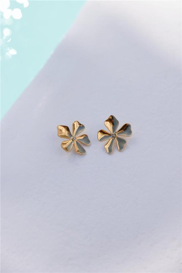 18k Gold Plated Island Flower Earrings Gold Product Image