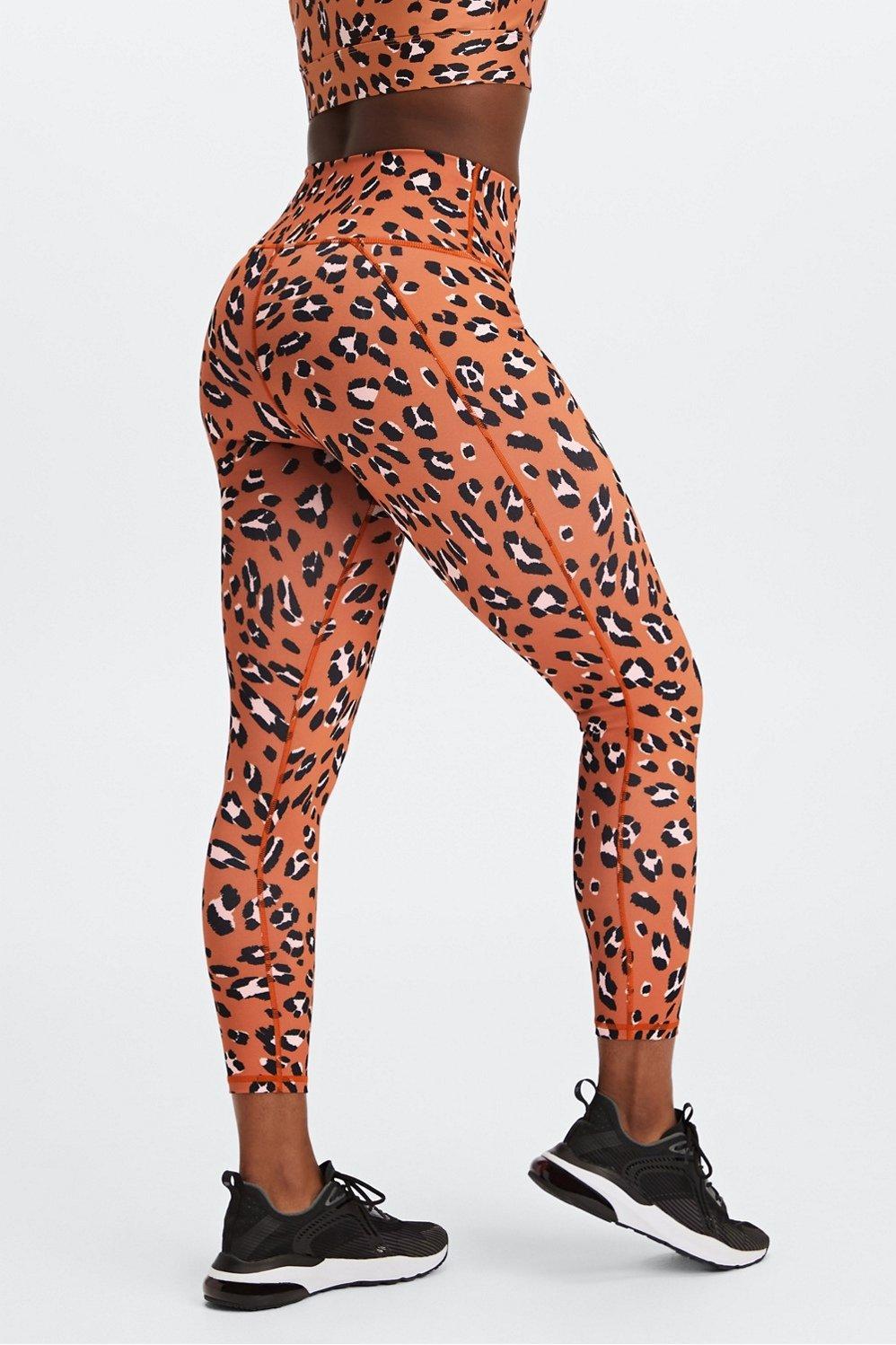 Fabletics Define High-Waisted 7/8 Legging Womens Burnt Ochre Wavy Leo plus Size 3X Product Image