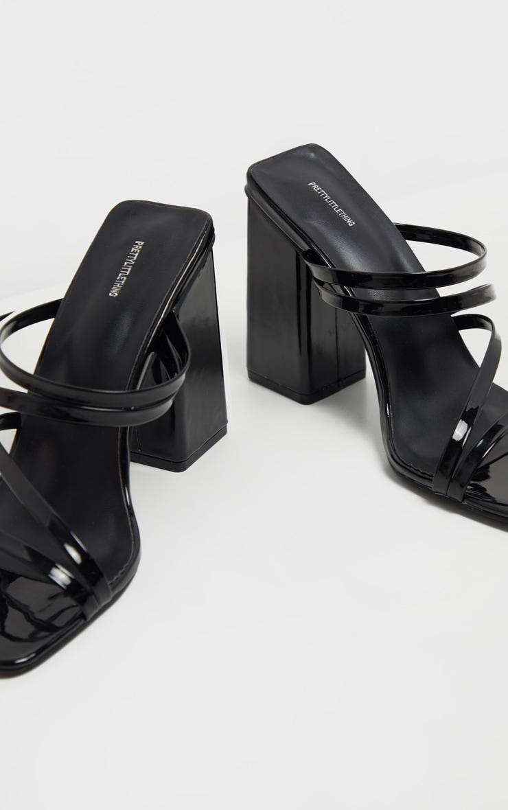 Black Block Heel Strappy Mule Sandal Product Image