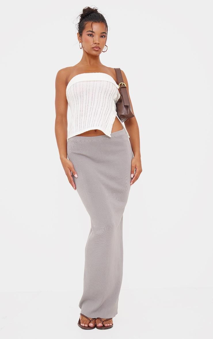 Dove Grey Fine Knit Maxi Skirt Product Image