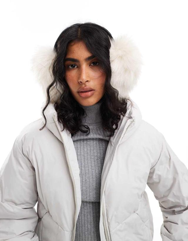 ASOS DESIGN oversized ear muffs in cream faux fur Product Image