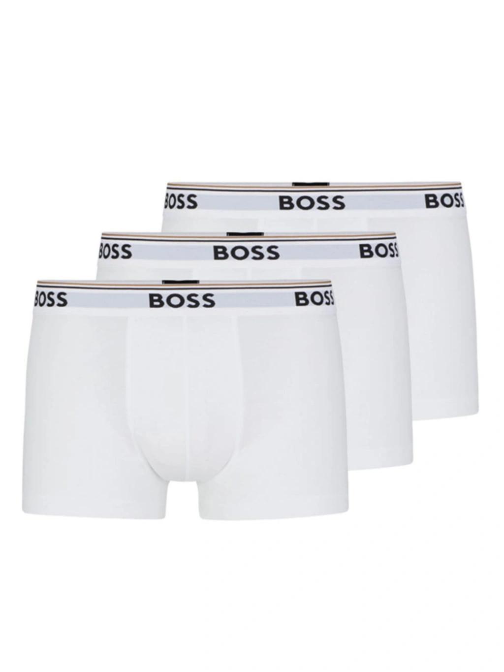 HUGO BOSS Three-pack Of Stretch-cotton Trunks With Logo Waistbands In White Product Image