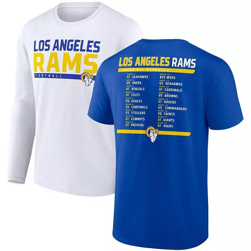 Mens Fanatics Branded Royal/White Los Angeles Rams Two-Pack 2023 Schedule T-Shirt Combo Set Product Image