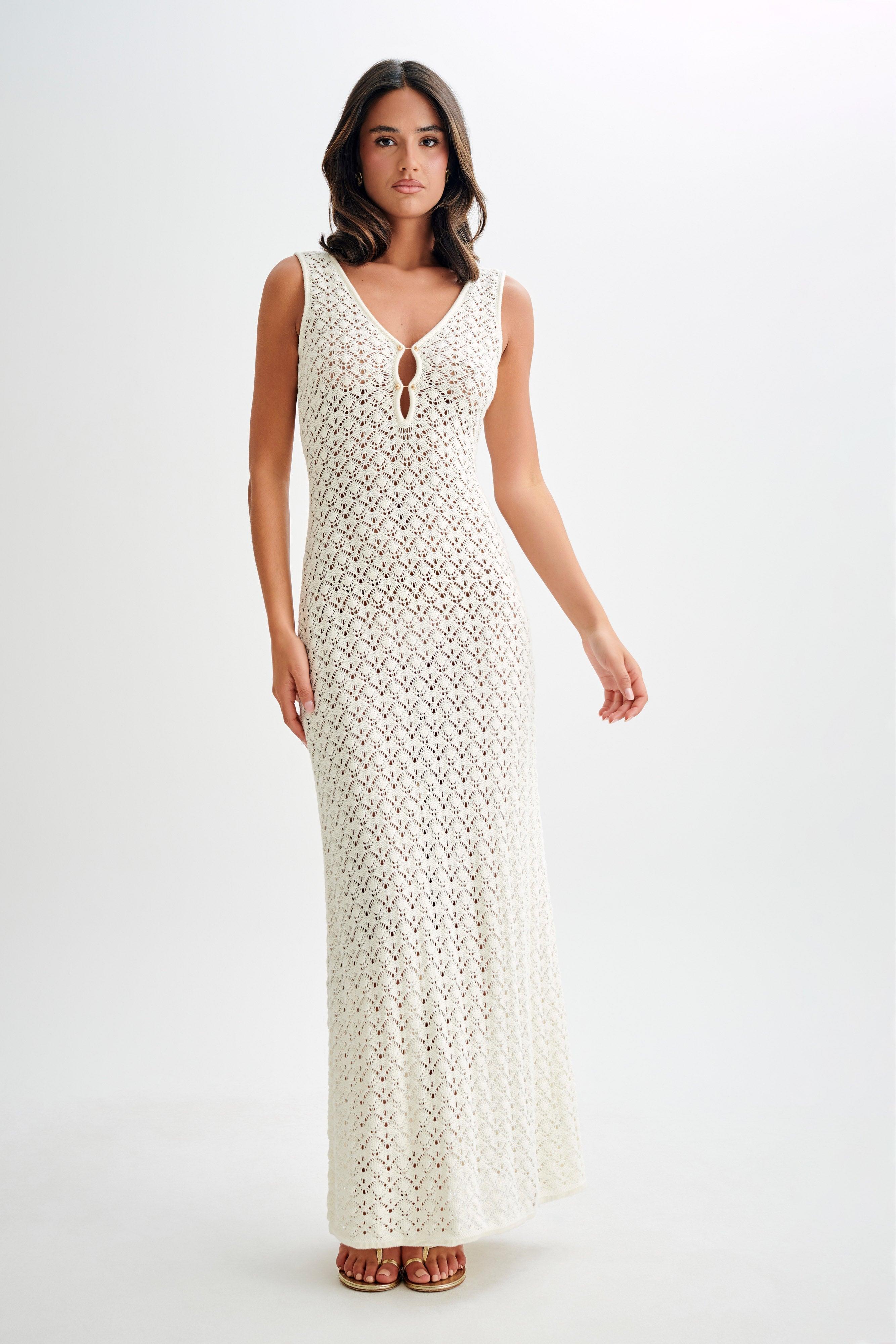 Carter Crochet Sleeveless Maxi Dress - White Product Image