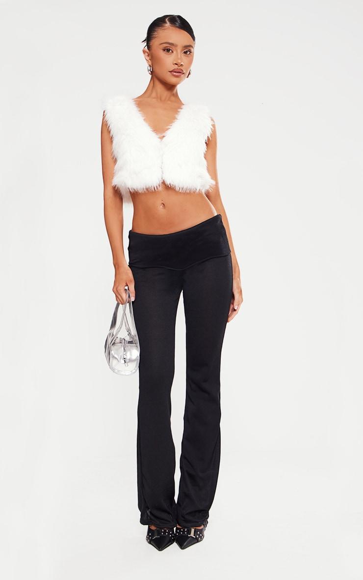 Petite White Fluffy V Neck Crop Top Product Image