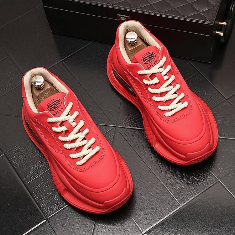 Platform Plain Lace-Up Sneakers Product Image