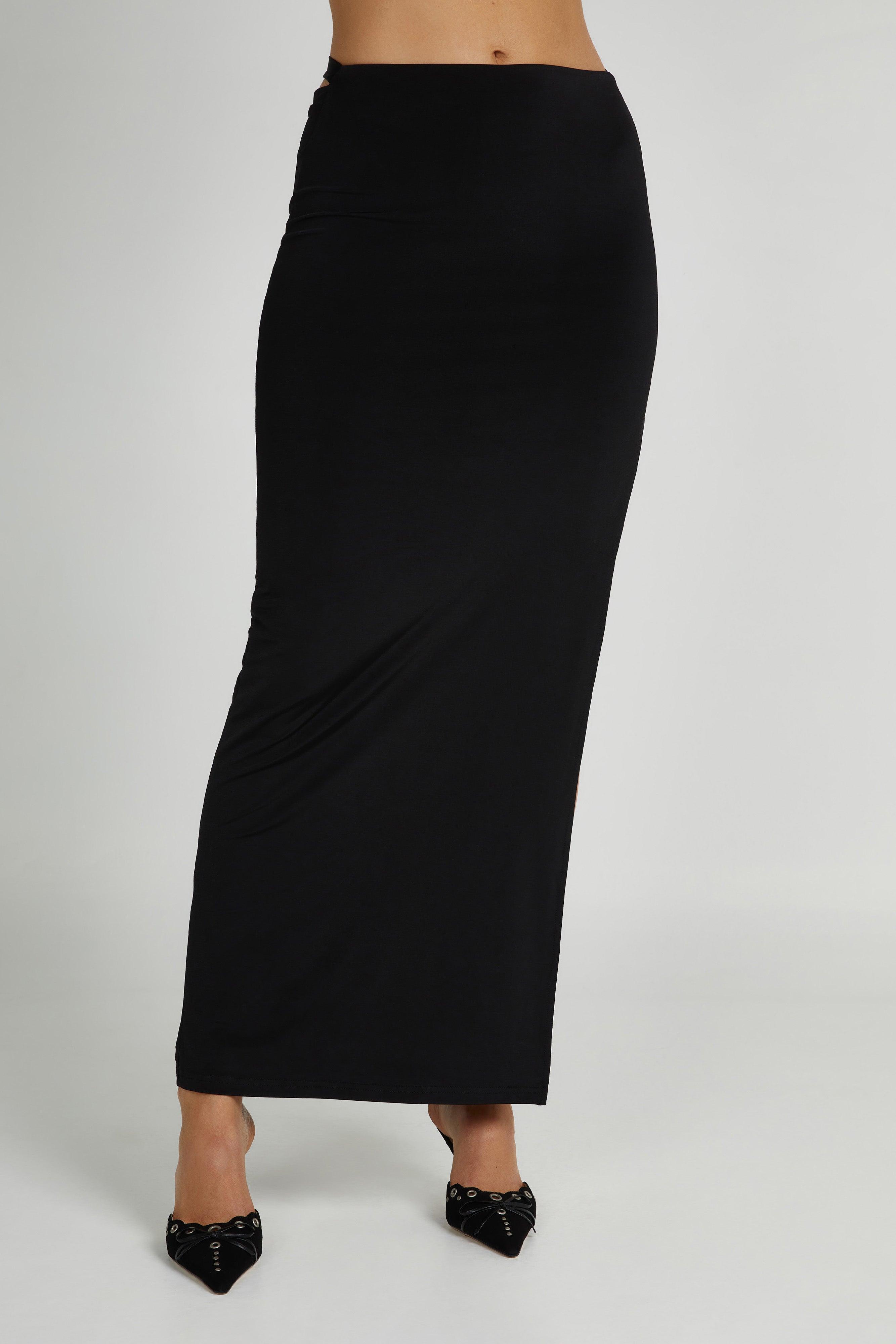 Jeanine Cowl Back Maxi Skirt - Black Product Image