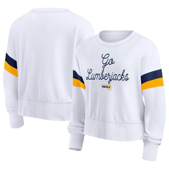 NCAA Northern Arizona Lumberjacks Womens White Terry Crew Neck Sweatshirt Product Image