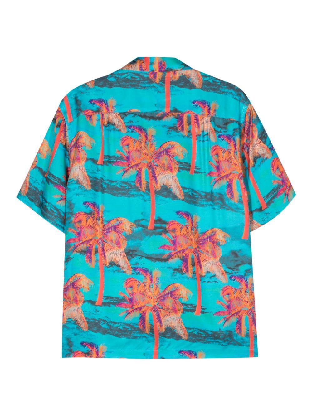 Bmowt-adrian Palm-tree Print Shirt In Blue Product Image