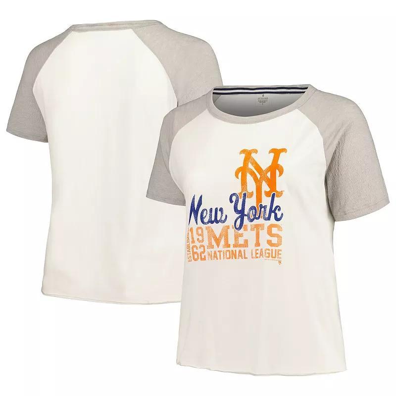 Womens Soft as a Grape New York Mets Plus Size Baseball Raglan T-Shirt Product Image