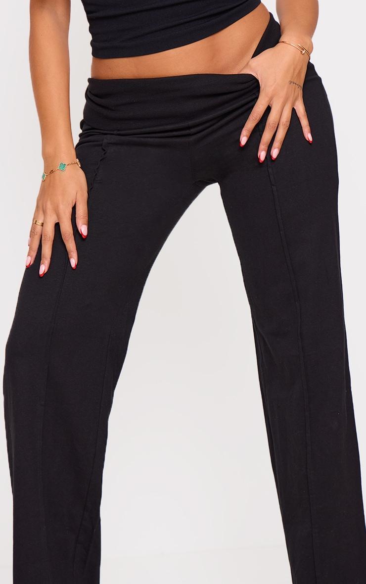 Shape Black Low Rise Fold Over Seam Front Wide Leg Pants Product Image