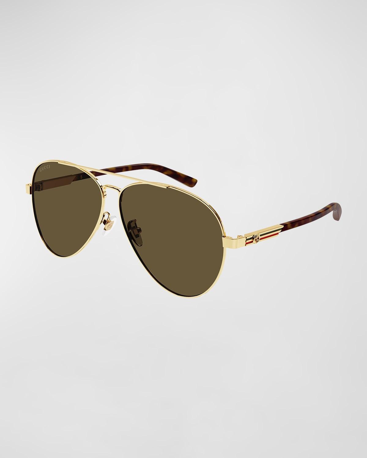 Mens Archive Details 61MM Metal Pilot Sunglasses Product Image