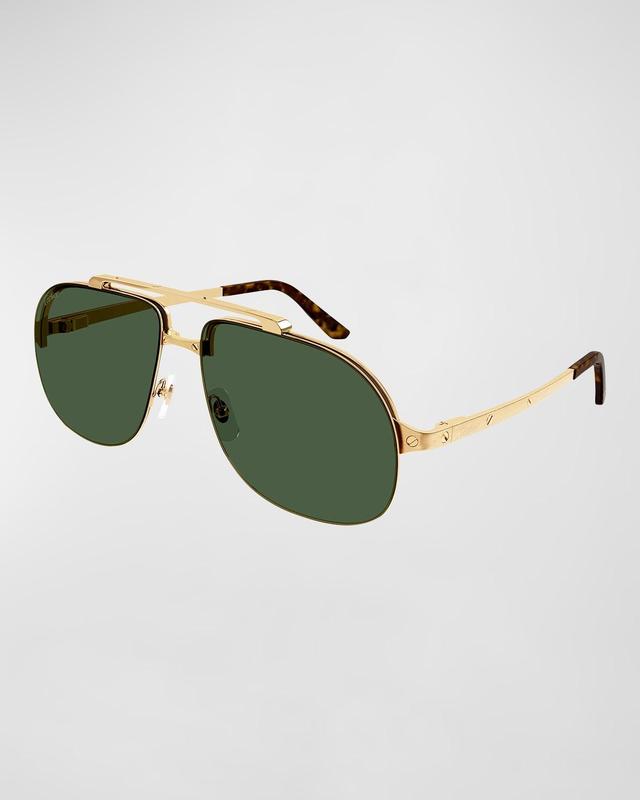 Mens Double-Bridge Metal Aviator Sunglasses Product Image