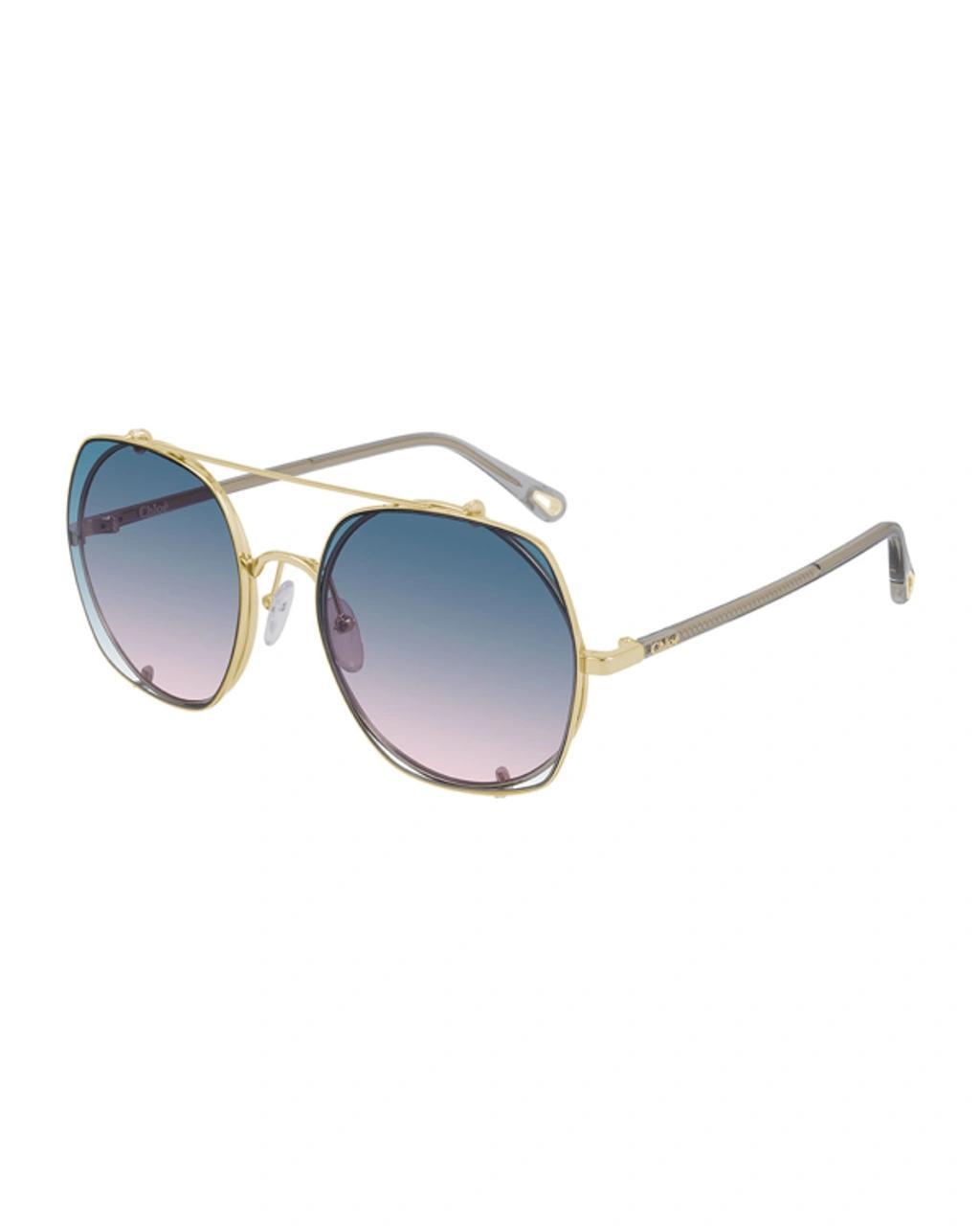 Geometric Metal Sunglasses In Gold Product Image