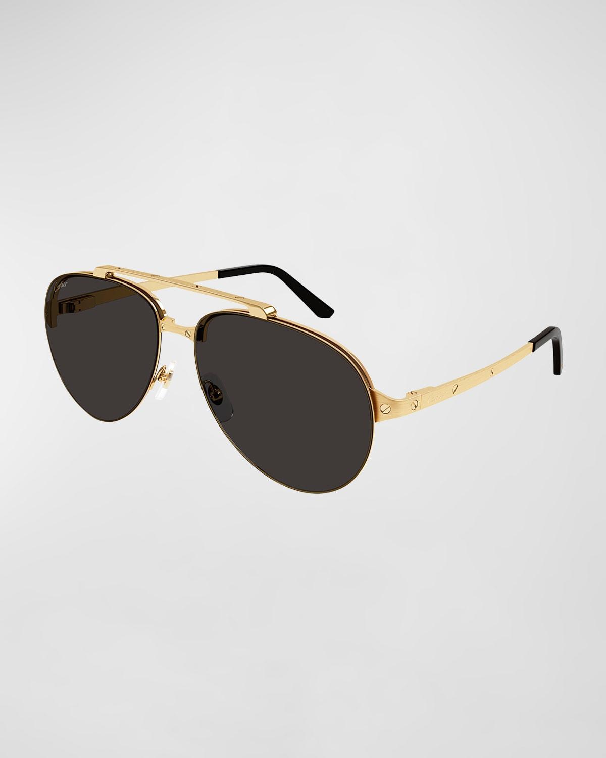 Mens Santos Evolution 24K Gold-Plated 61MM Pilot Sunglasses Product Image