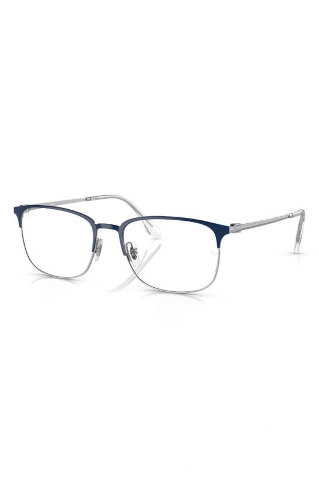 RAY BAN 56mm Rectangular Pillow Optical Glasses In Silver Product Image