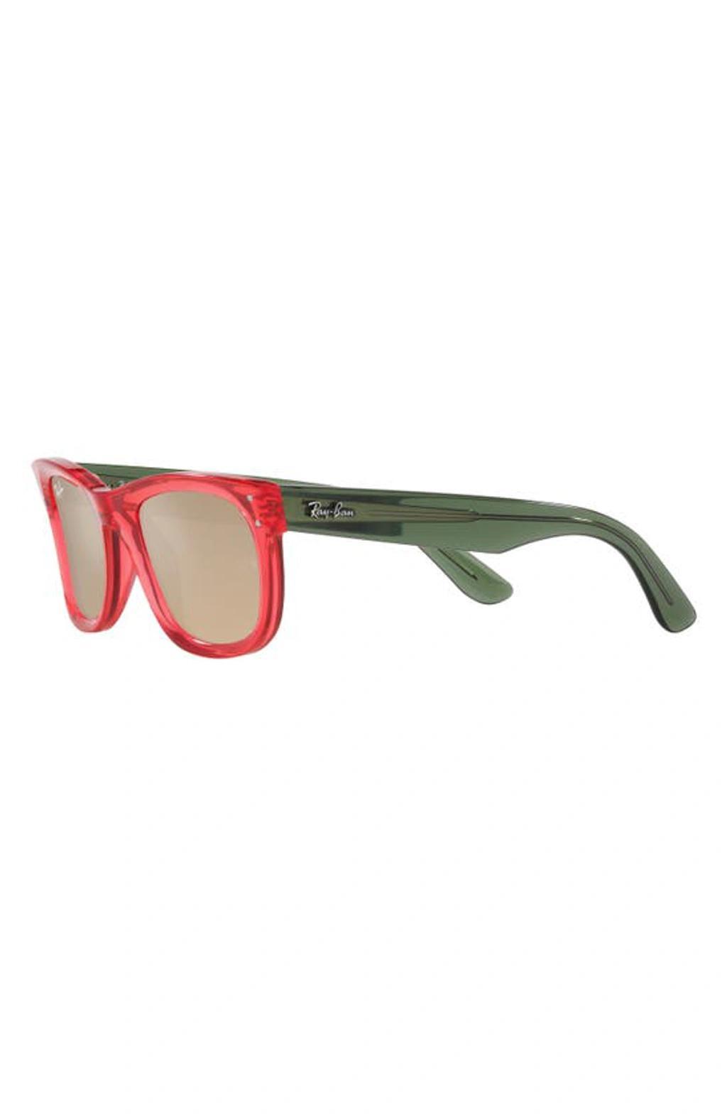 RAY BAN Reverse Wayfarer 53mm Square Sunglasses In Transparent Red Product Image