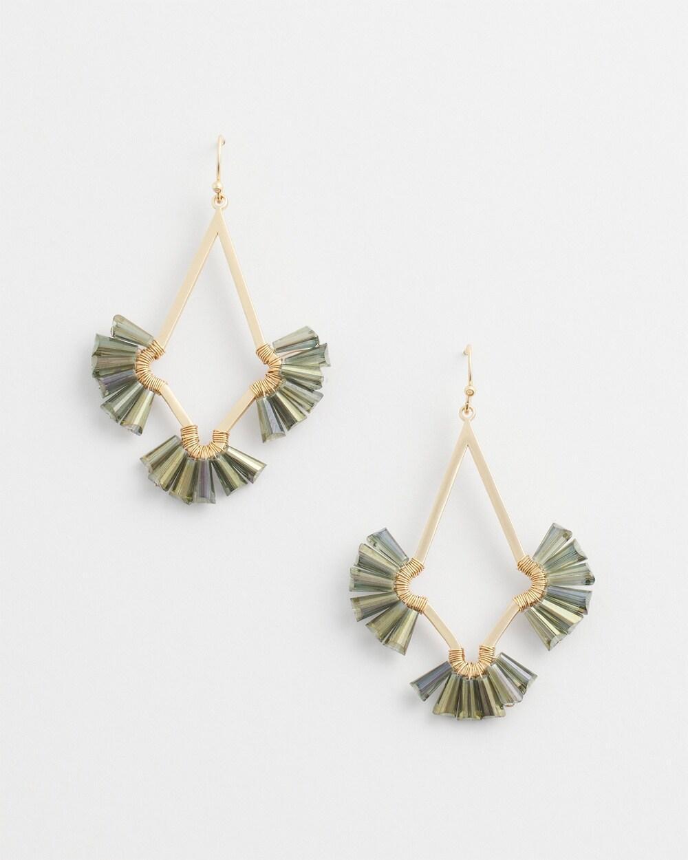 No Droop Olive Beaded Drop Earrings   Chico's - Olive - Women Product Image