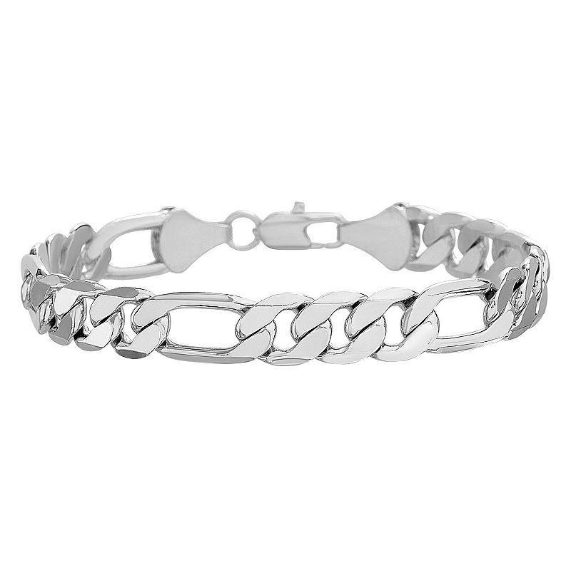 Mens 14k Gold Plated Figaro Chain Bracelet 14k White Gold Over Product Image