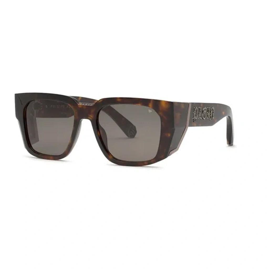 PHILIPP PLEIN Brown Rectangular Men's Sunglasses Spp003v 0722 58 In Havana Product Image