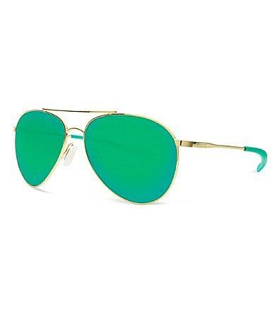 Costa Piper Polarized Aviator Sunglasses - Shiny Gold/Green Mirror Product Image