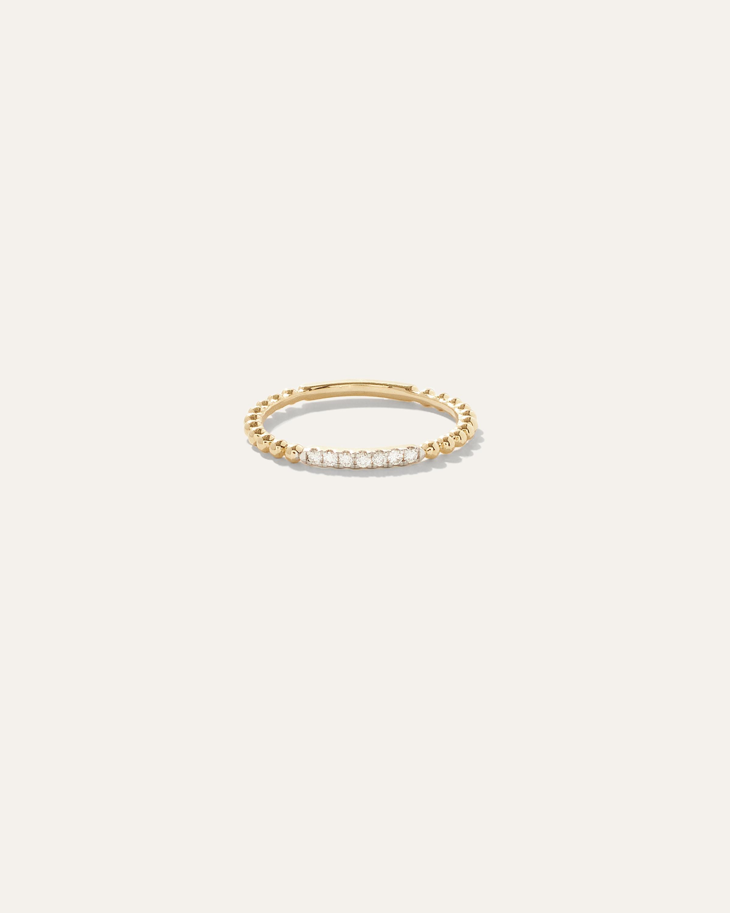 14K Gold Diamond Beaded Band Product Image