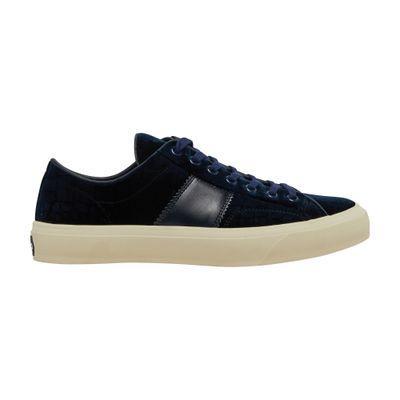 Low Velvet Sneakers In Navy_cream Product Image