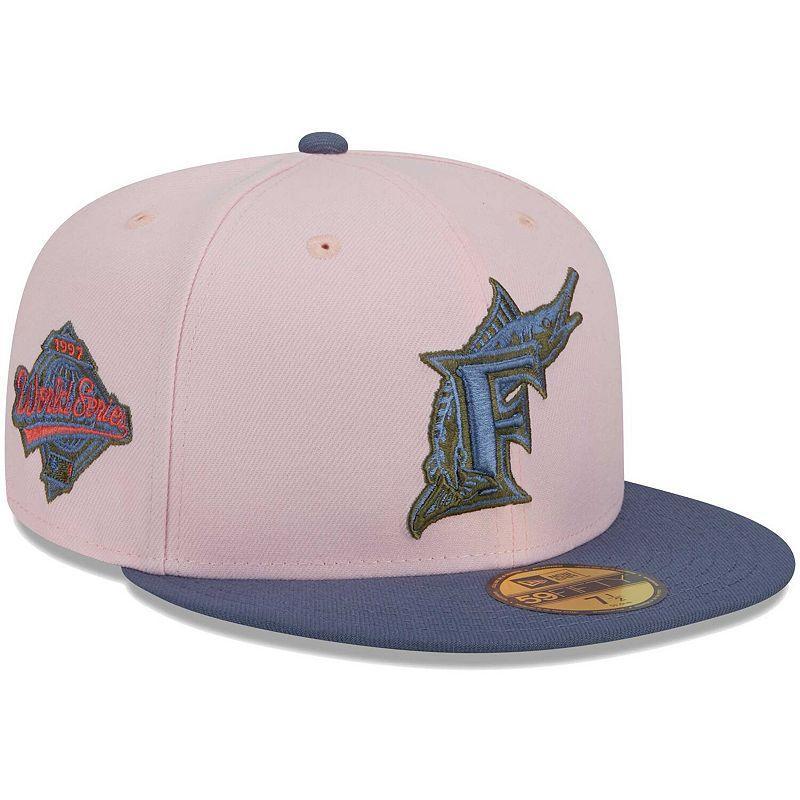 Mens New Era /Blue Florida Marlins Cooperstown Collection Olive Undervisor 59FIFTY Fitted Hat Product Image