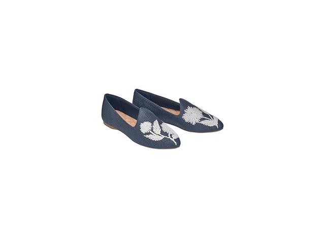 Birdies Heron Embroidered Flat (Navy Botanical Raffia) Women's Shoes Product Image