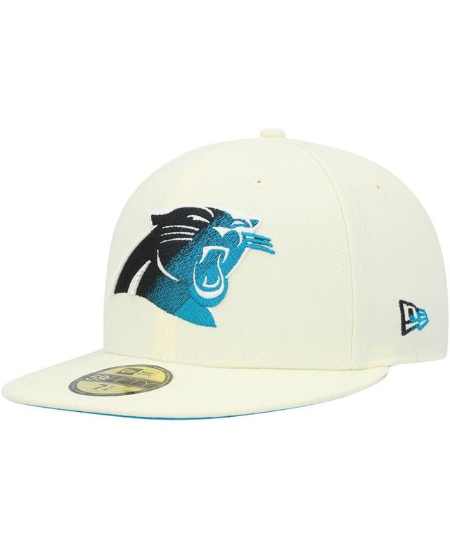 Mens New Era Cream Carolina Panthers Chrome Dim 59FIFTY Fitted Hat Product Image