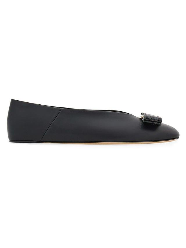 Ferragamo Womens Vanna Leather Hardware Bow Flats Product Image