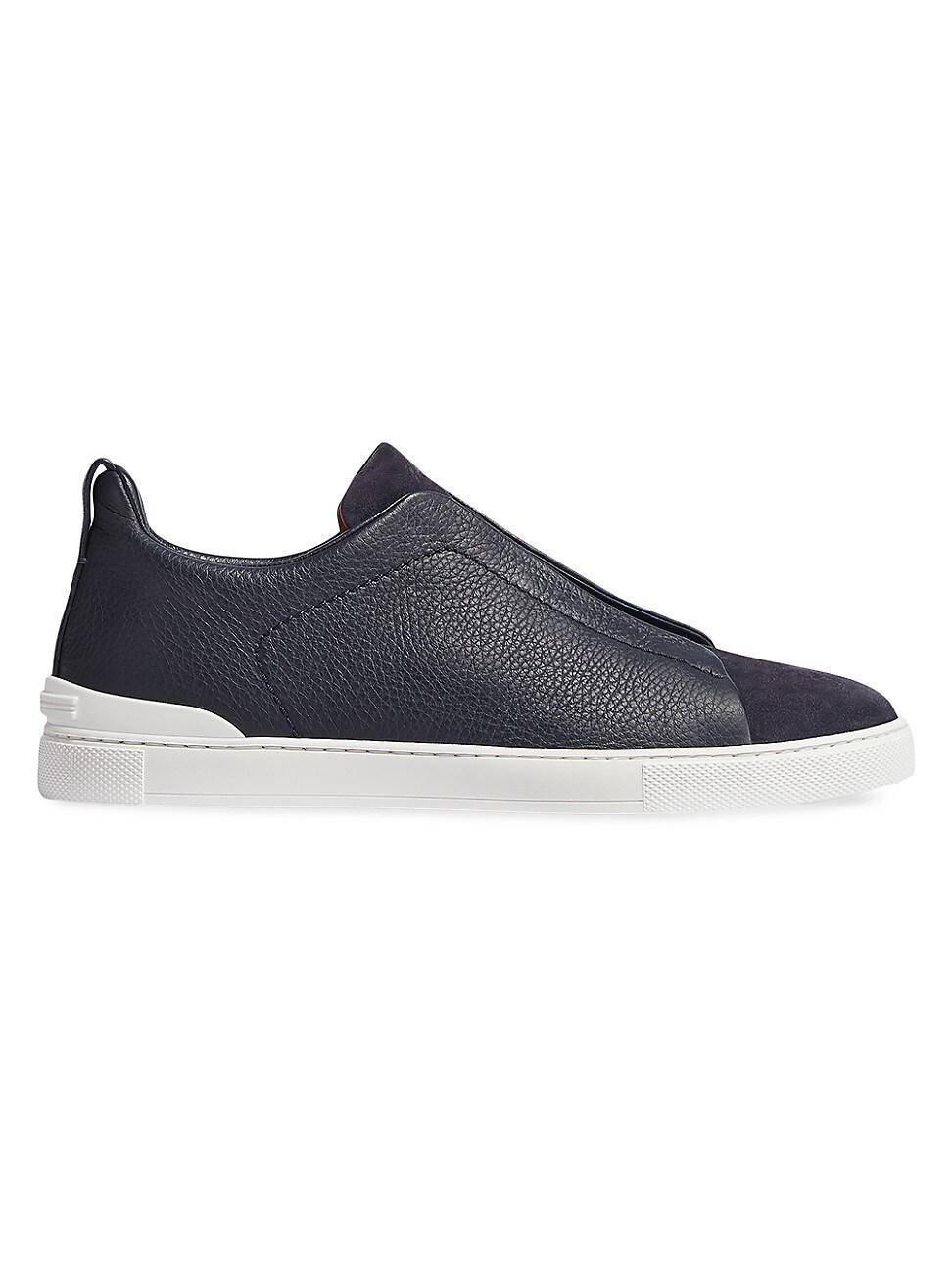 Mens Triple Stitch Suede Low Top Slip-On Sneakers Product Image