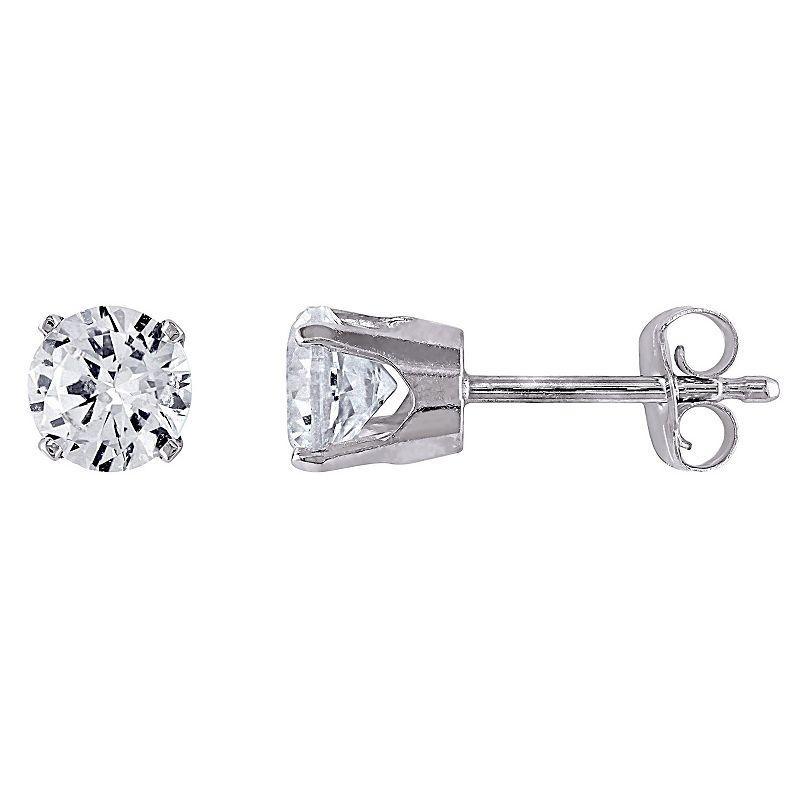 Stella Grace 10k White Gold Lab-Created White Sapphire Solitaire Earrings, Womens Product Image