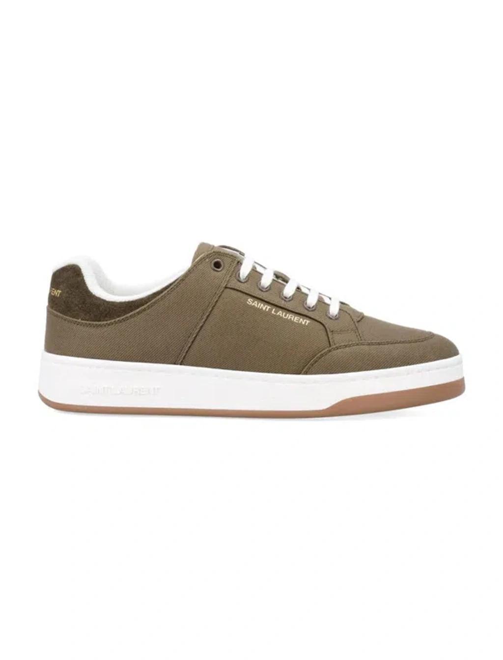 SAINT LAURENT Low-top Round Toe Rubber Sole Sneakers In Military Green Product Image