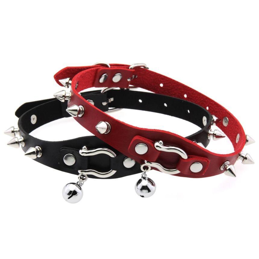 Studded Faux Leather Choker Product Image