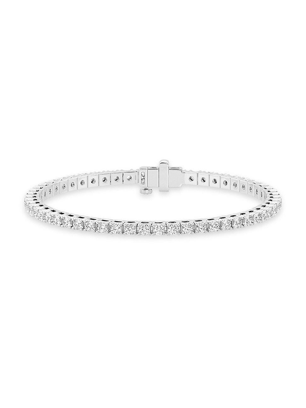 Womens 14K White Gold & 5 TCW Round Natural Diamond Tennis Bracelet Product Image