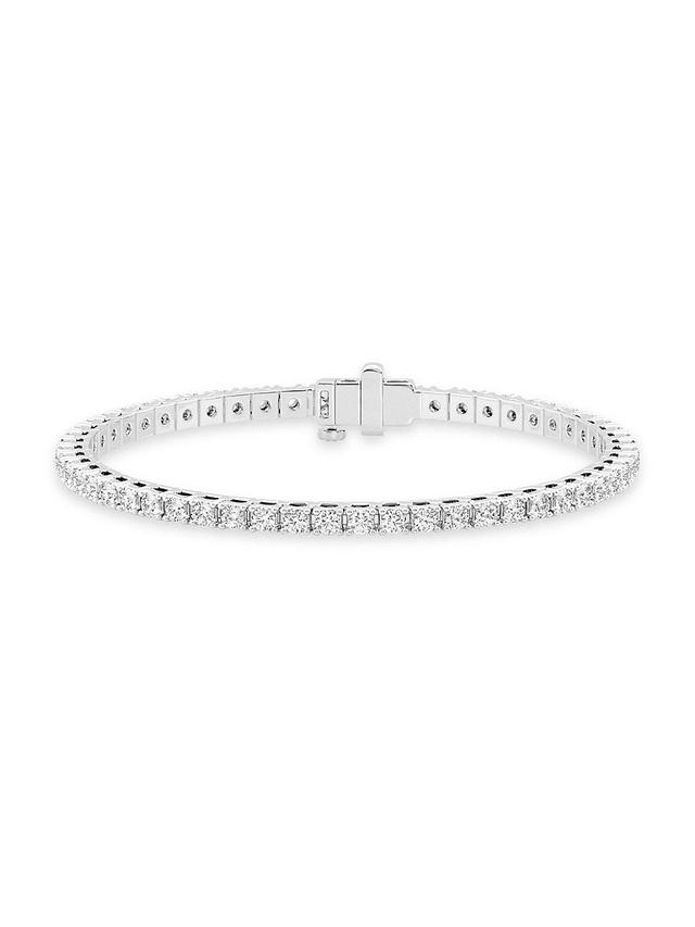 Womens 14K White Gold & 5 TCW Round Natural Diamond Tennis Bracelet Product Image