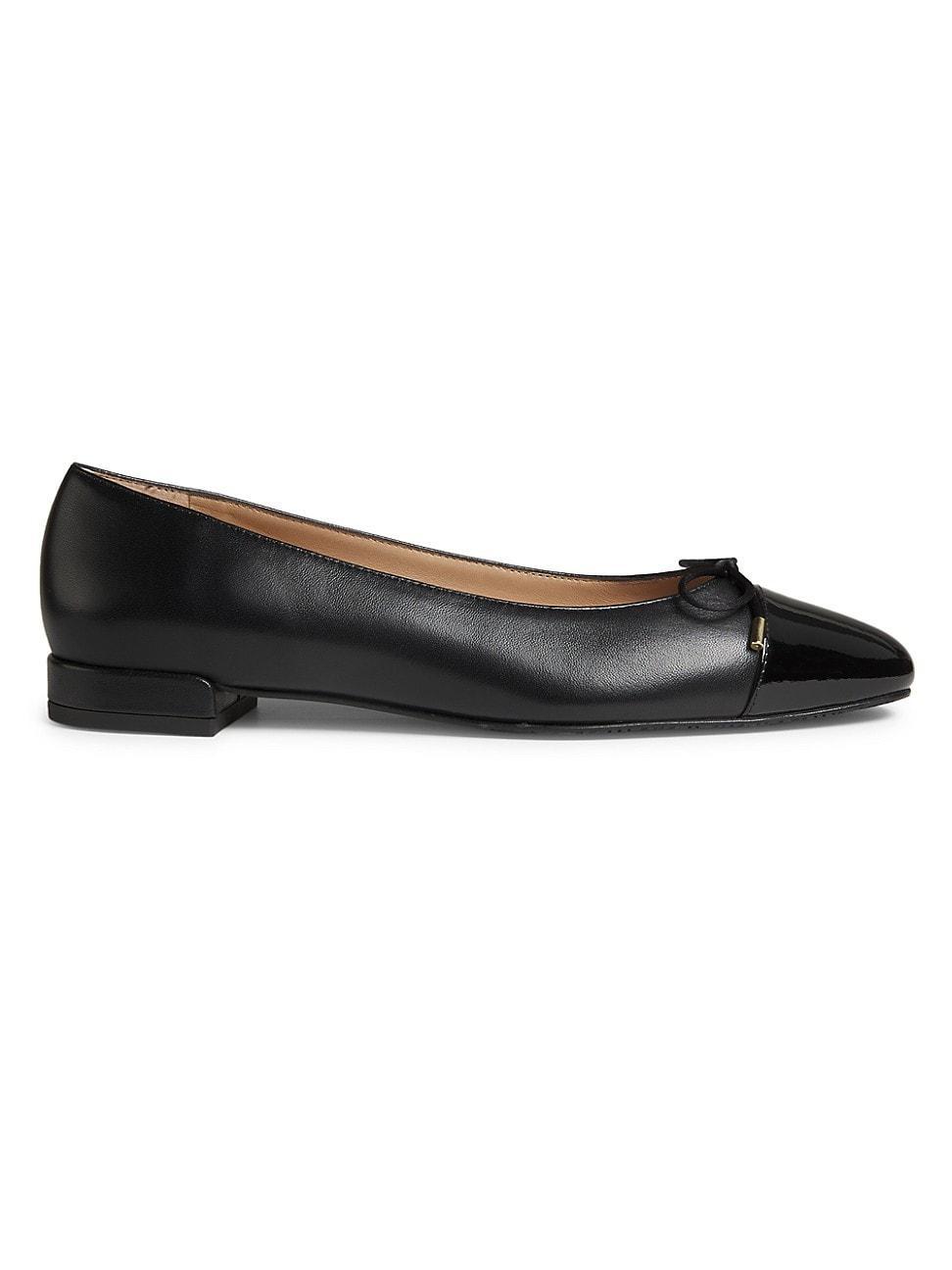 Stuart Weitzman Sleek Cap Toe Bow Flat Product Image