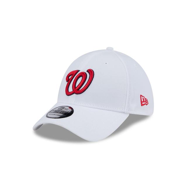 Washington Nationals Optic White 39THIRTY Stretch Fit Hat Male Product Image