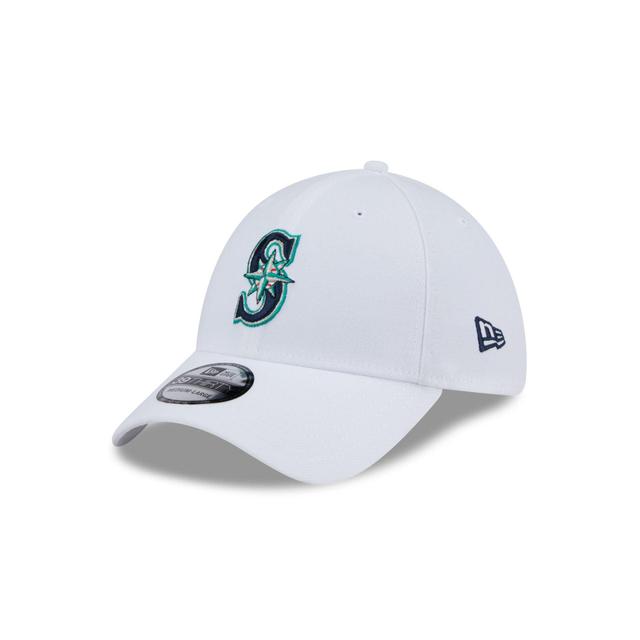 Seattle Mariners Optic White 39THIRTY Stretch Fit Hat Male Product Image