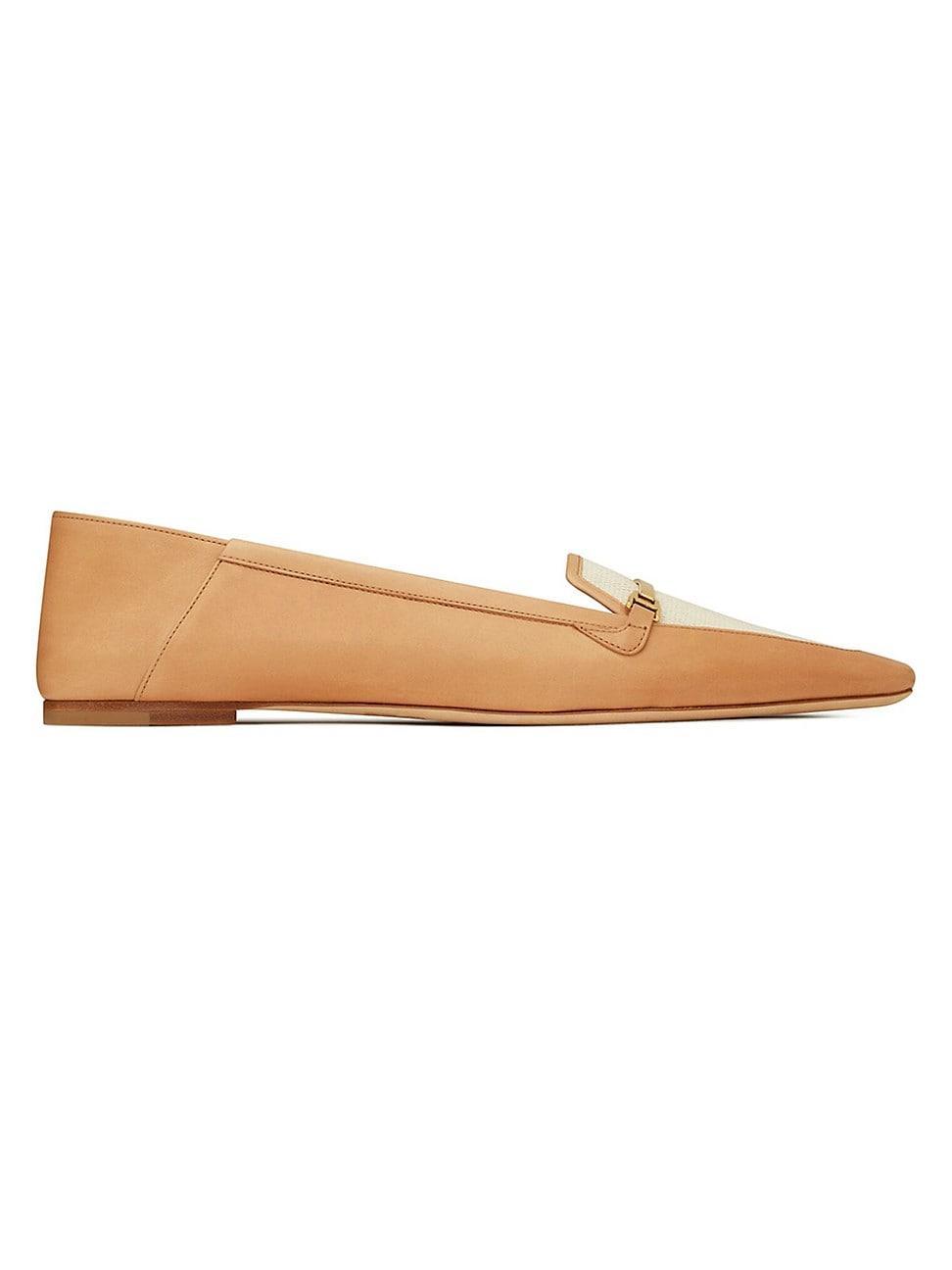 Womens Chris Slippers in Vegetable-tanned Leather and Canvas product image