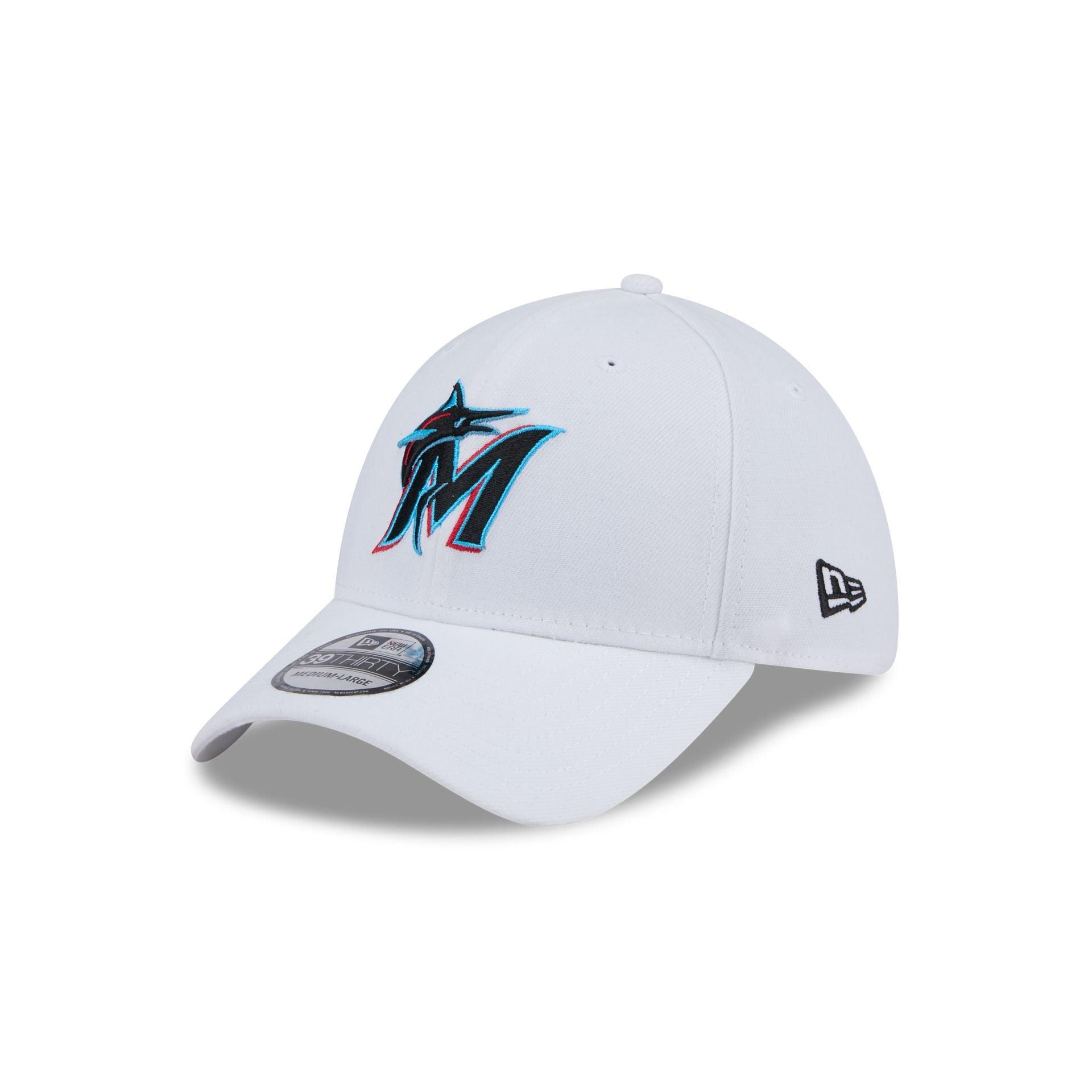 Miami Marlins Optic White 39THIRTY Stretch Fit Hat Male Product Image