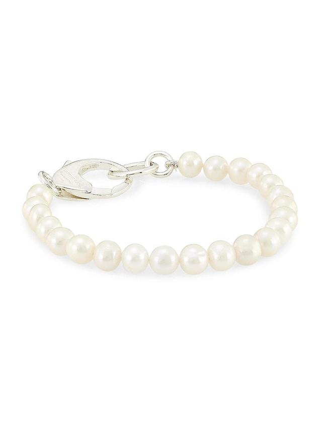 Mens Pebbles Sterling Silver & Pearl Bracelet Product Image