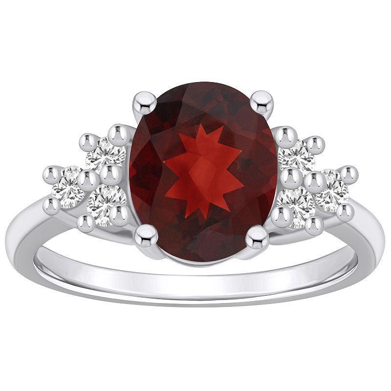 Alyson Layne 14k White Gold Oval Garnet & 1/3 Carat T.W. Diamond Ring, Womens Product Image