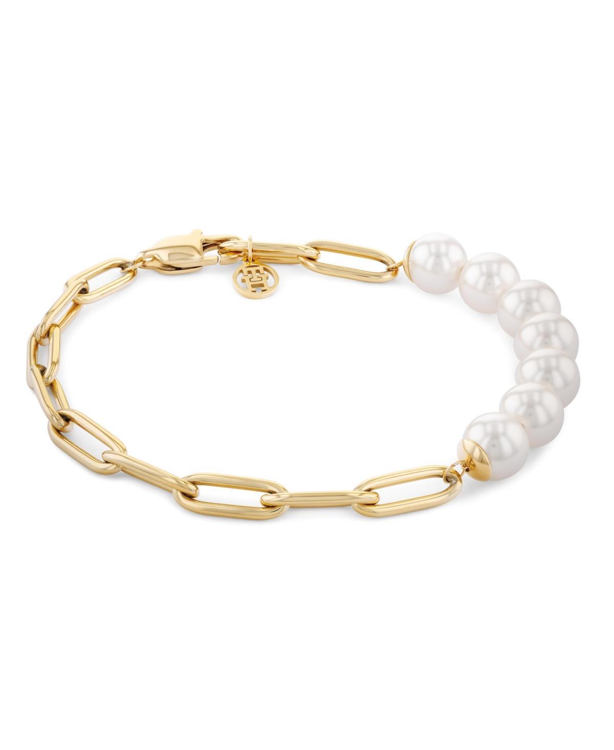 Tommy Hilfiger Imitation Pearl and Paperclip Chain Bracelet Product Image